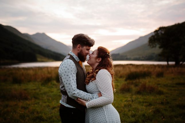 bohemian wedding in Scotland hillside
