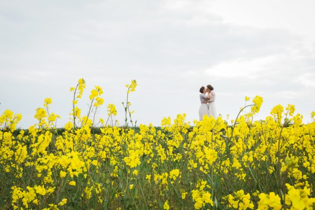 boho wedding wild floral cow shed crail
